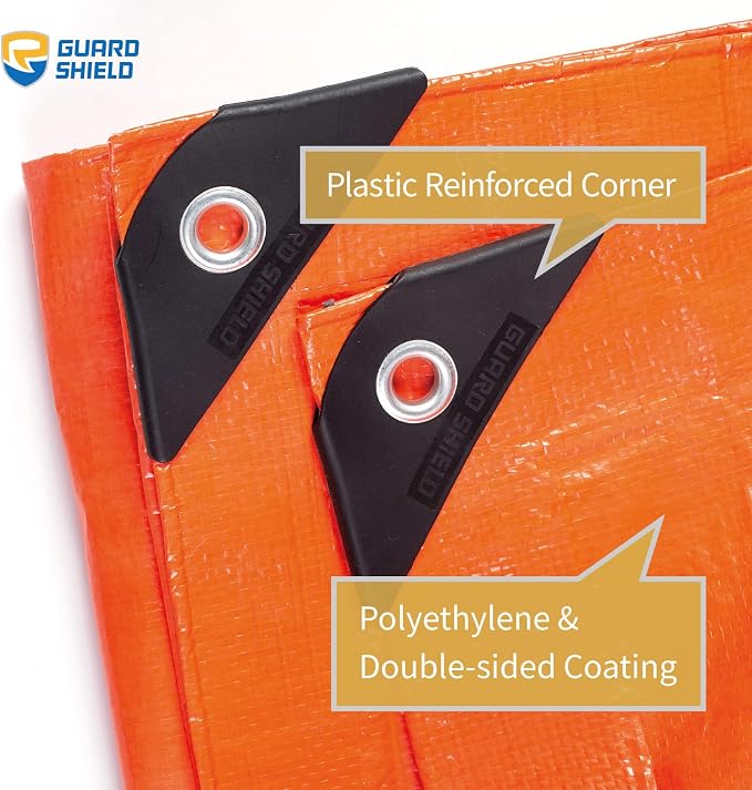 GUARD SHIELD Orange Tarp 8x10 Feet Tarps High Visibility Outdoor Poly Cover - Image 2