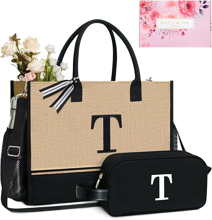 TOPDesign Personalized Initial Canvas Tote Bag, by TOPDesign