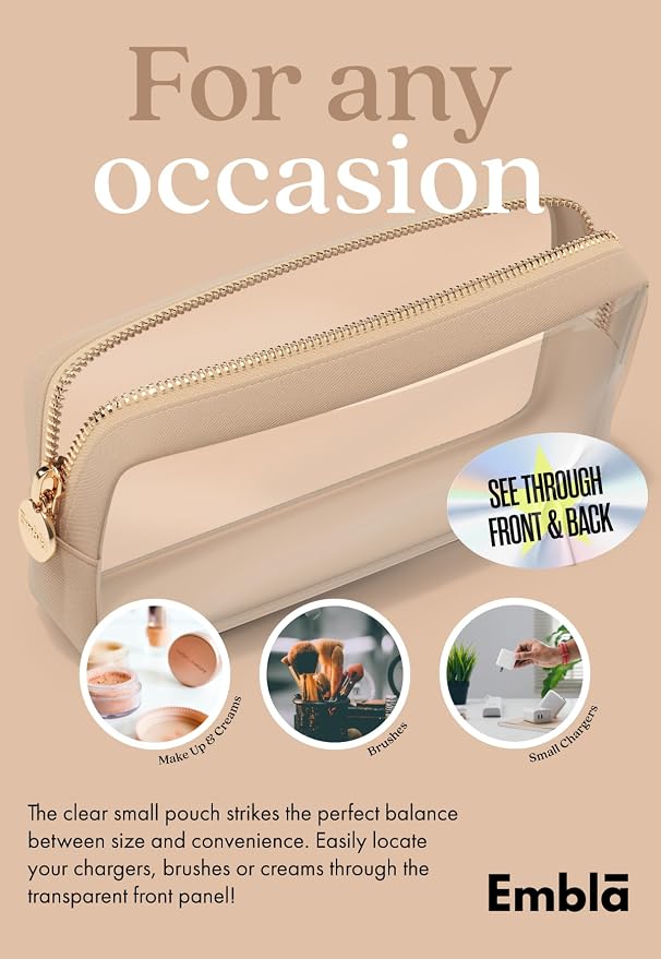 Clear Makeup Bag Zipper Pouch, Transparent Cosmetic Case Organizer, TSA - Image 4