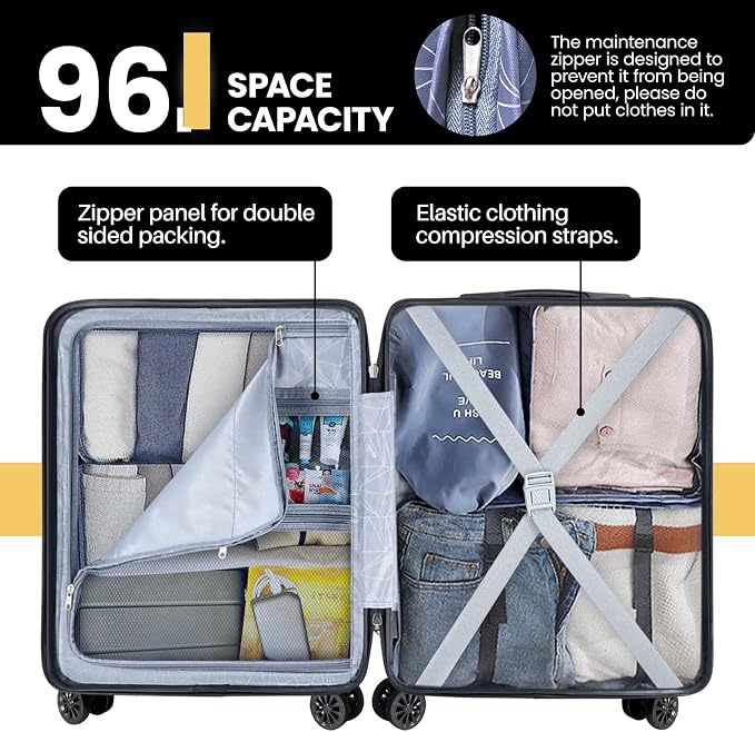 AnyZip Suitcase Hardside PC ABS Lightweight USB Luggage - Image 5