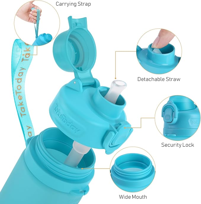 TakeToday Collapsible Water Bottles 20oz, Leak Proof, Foldable Silicone Travel - Image 6