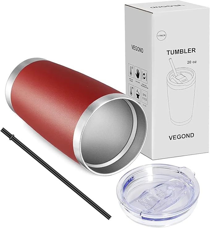 VEGOND 20oz Tumbler with Lid and Straw Stainless Steel Tumbler Cup Vacuum - Image 7