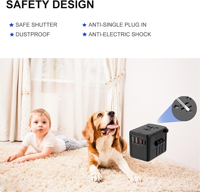JMFONE 35W PD Universal Travel Adapter, Fast Charging International Power Plug - Image 6