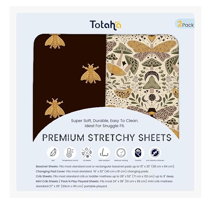 TotAha Premium Soft Pack n Play Sheets, Super Stretchy Jersey Knit Mini Crib by TotAha%7CUnitedStates