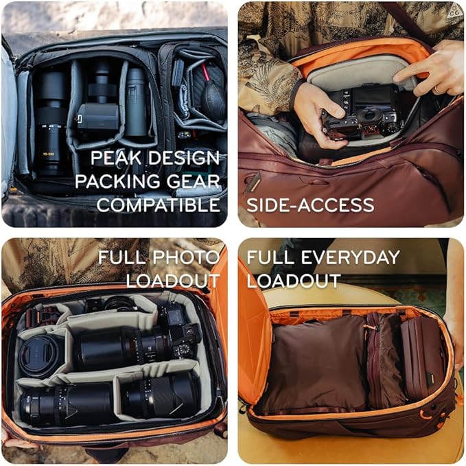 Peak Design Travel Backpack 45L, Expandable 35-45L Design, Rear and Top Access - Image 3