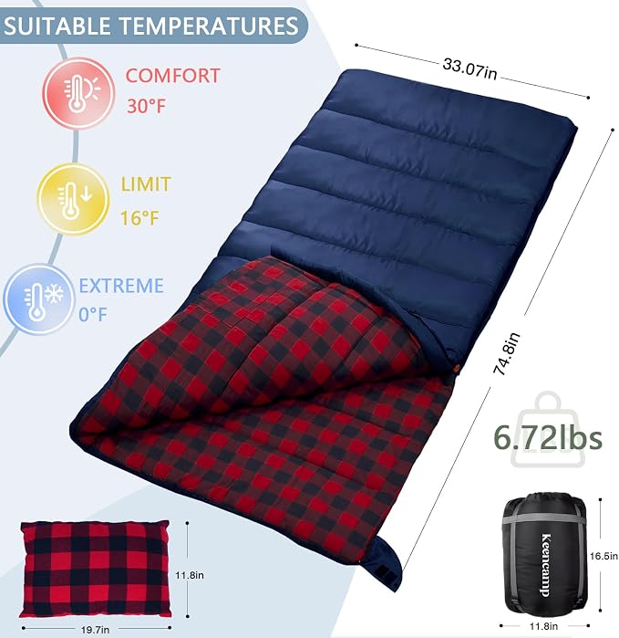 0 Degree Sleeping Bag Cotton Flannel Winter Cold Weather - Image 2