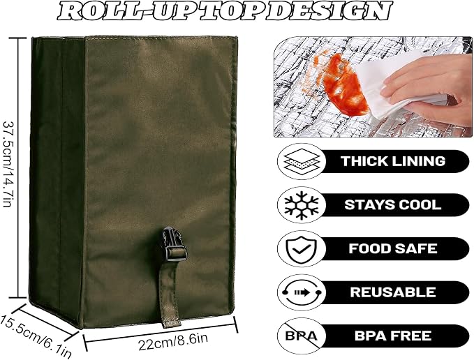 Insulated Foldable Lunch Bag- Lightweight Portable - Image 4