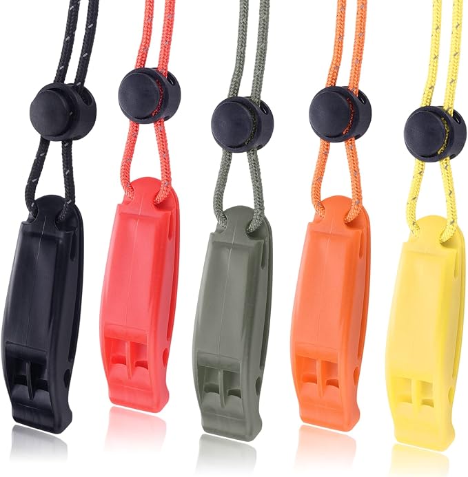 5 Pack Whistles Emergency, Shrill Loud Kayak Safety Whistle by CooBigo