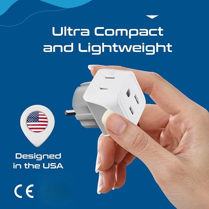 Ceptics Schuko Germany, France Plug Adapter, Dual Input - Image 7