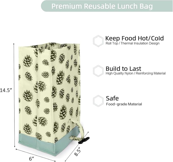 SUNNY BIRD Insulated Lunch Bag Rolltop Lunch Cooler Cute Lunch Box - Image 4