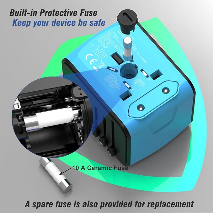 Travel Adapter Worldwide, Universal International Power Plug Adapter W/2.4A - Image 4