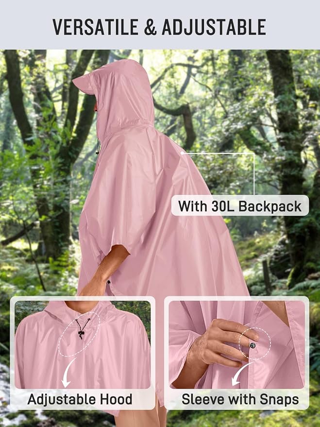 SaphiRose Hooded Rain Poncho Waterproof Raincoat Jacket - Image 6