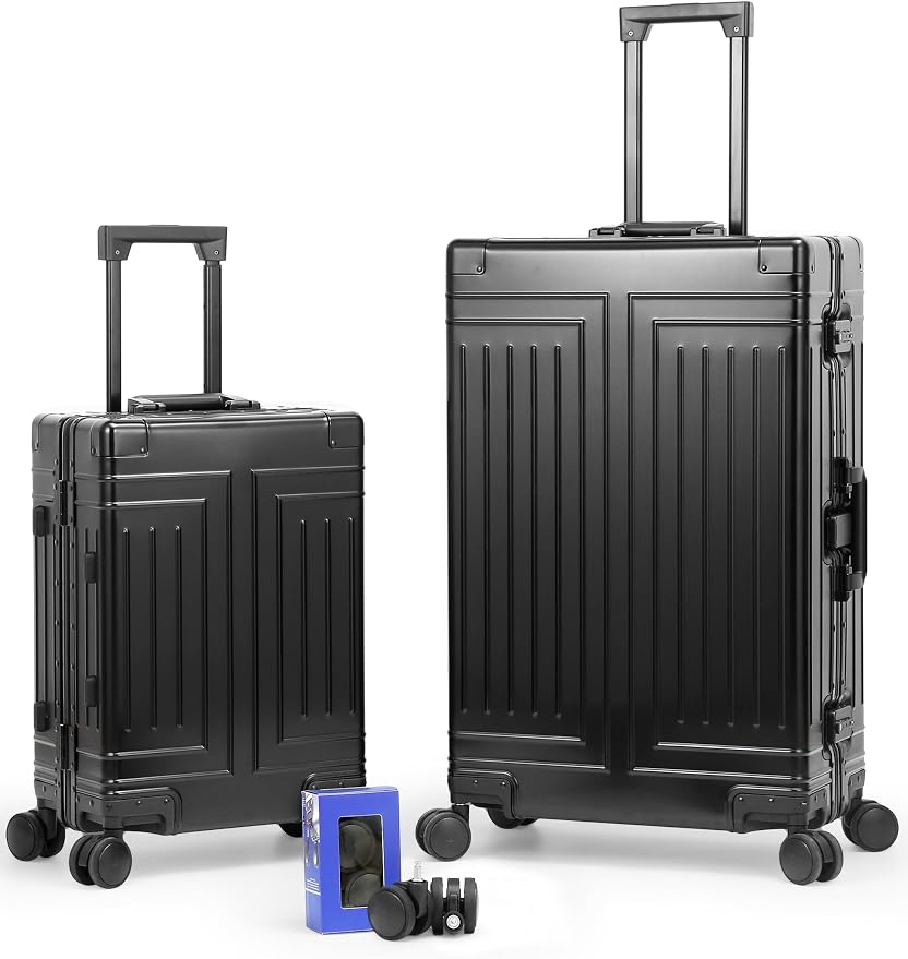 All Aluminum Magnesium 20/28 Luggage set ，Cut from Whole Aluminum Sheet，22x14x9 by KANGSHILU