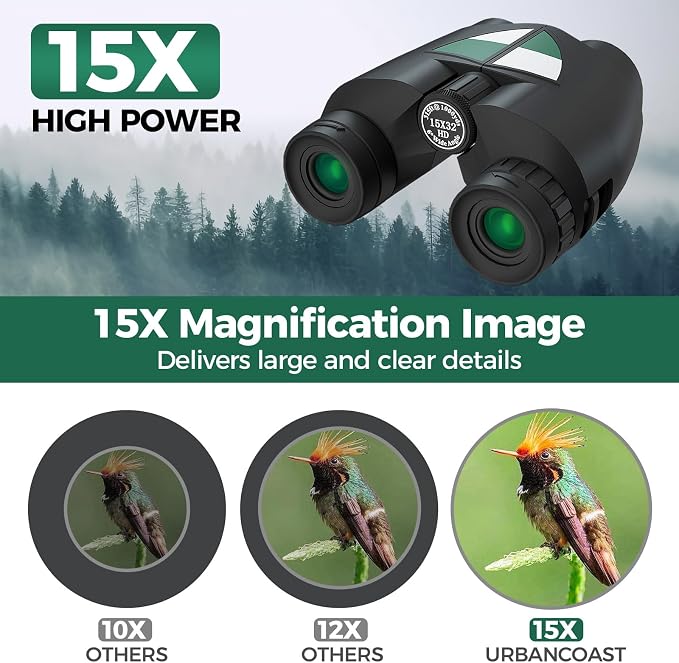 15x32 Compact Binoculars for Adults and Kids, High Power Lightweight Small - Image 2