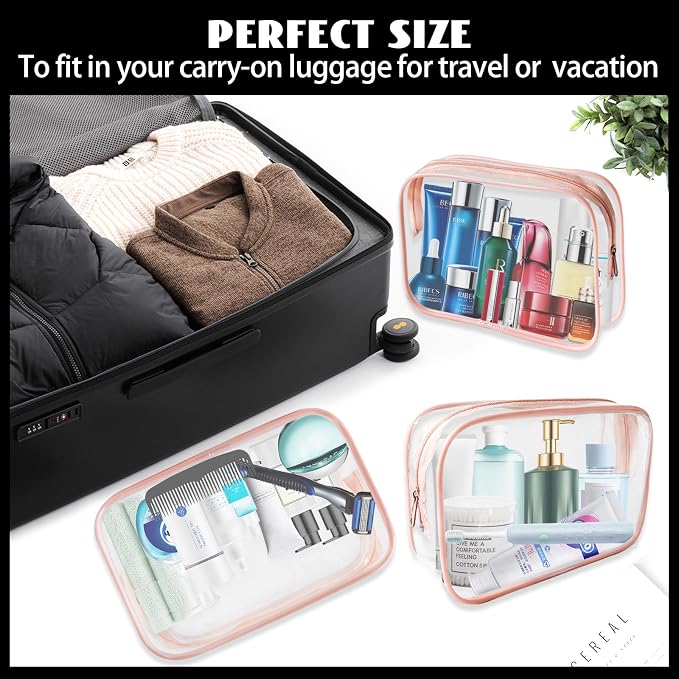 16 Pieces Clear Cosmetic Bags, Large Transparent Makeup Bags, TSA Approved - Image 6