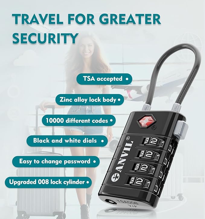 ANVIL 4 Digit Luggage Locks, TSA Locks - Image 5