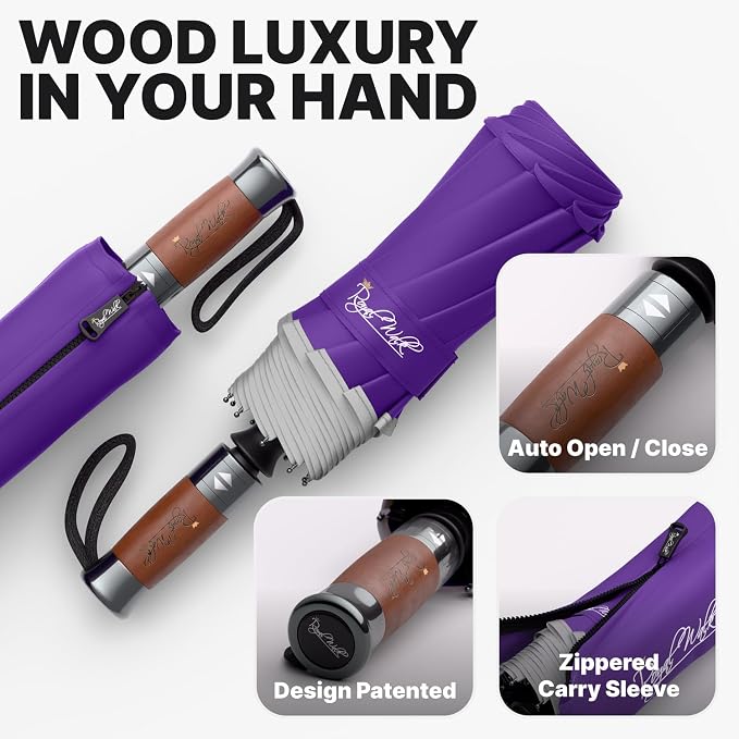 Royal Walk Windproof Folding Travel Umbrella Compact and Strong Luxurious Real - Image 3