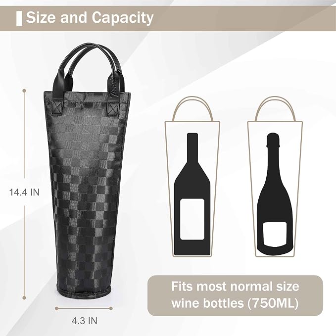 Tirrinia Single Wine Carrier Tote, Insulated Wine Cooler Bag - Image 4