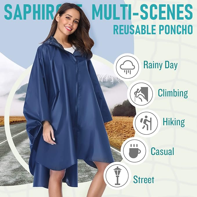 SaphiRose Rain Poncho Jacket Coat Hooded - Image 2