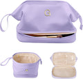 Gifts for Her: Initial Large Makeup Bags, Personalized Double Layer Cosmetic by Vogewood