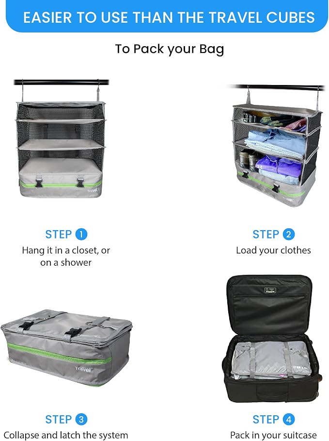 Stow-N-Go Travel Luggage Organizer – Portable Hanging Travel Shelves, Carry-On - Image 7