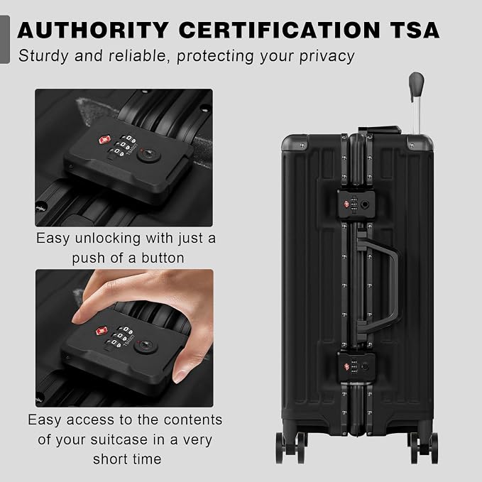 AnyZip Luggage Sets 2 Piece Aluminum Frame Carry On and Checked Suitcase PC ABS - Image 5