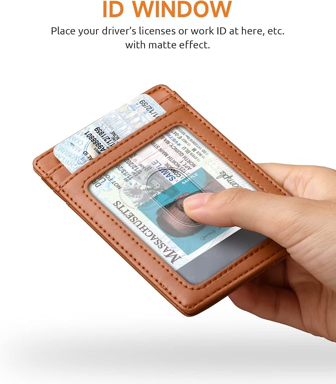 Buffway Mens Slim Wallet, Minimalist Thin Front Pocket Leather Credit Card - Image 4