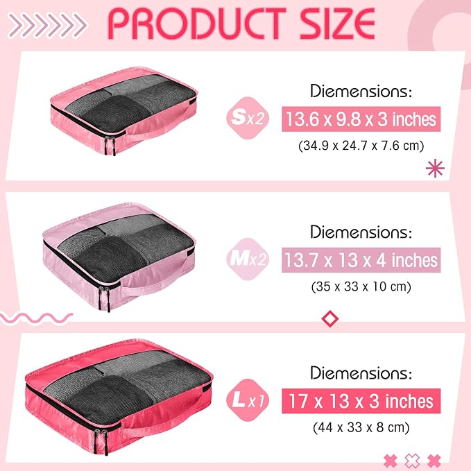 5 Pcs Packing Cubes for Suitcase Large Travel Cubes Carry on Luggage Organizer - Image 2