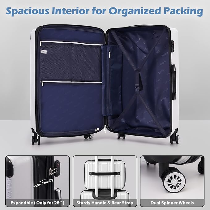 Coolife Luggage Expandable 5 Piece Sets PC+ABS Spinner Suitcase 20 inch 24 inch - Image 3