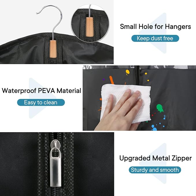 10 Pack - Moucas 43" Black Garment Bag, Mens Suit Bags - Image 5