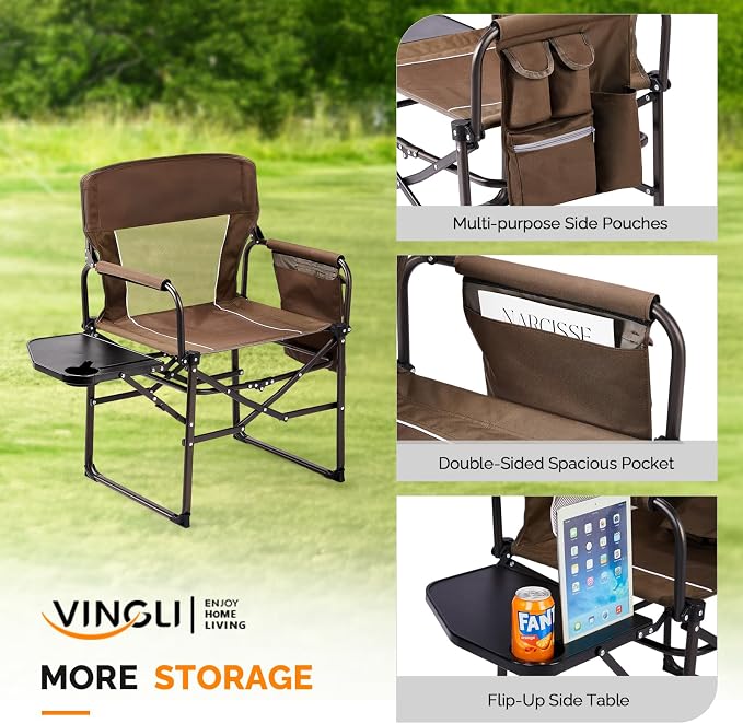 VINGLI Camping Chairs, Directors Chair, Camping Chair - Image 5