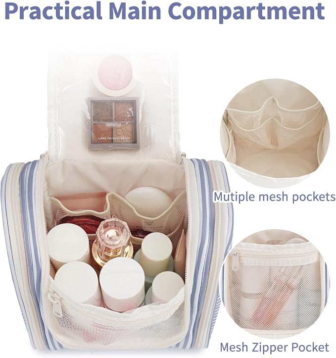 Narwey Small Striped Hanging Travel Toiletry Bag - Image 4
