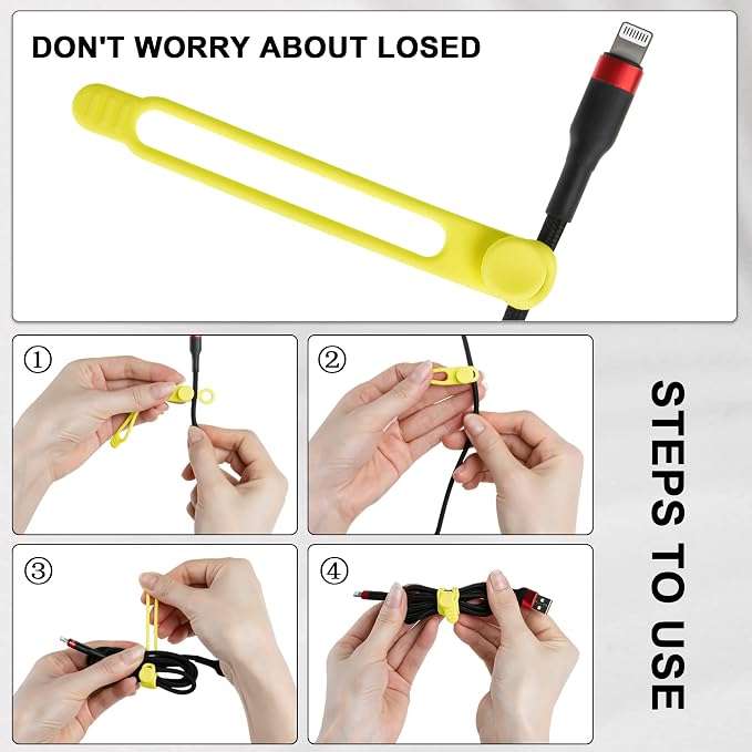 Nearockle 50Pcs Silicone Cable Ties Cord Organizer - Image 3