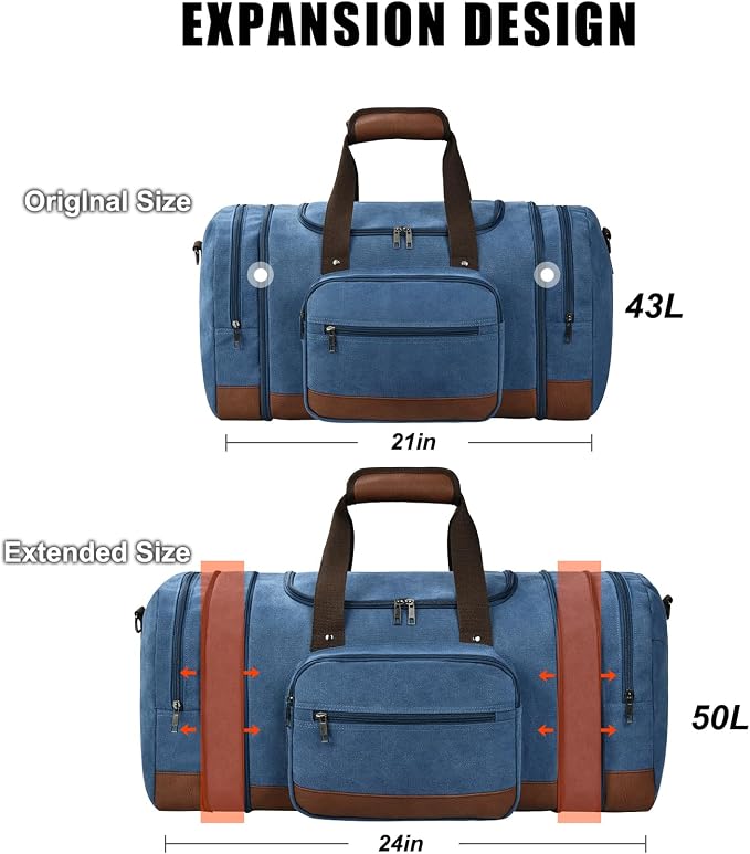 Dimayar Expandable Duffle Bag for Men, 50L Large-Capacity Weekender, - Image 4
