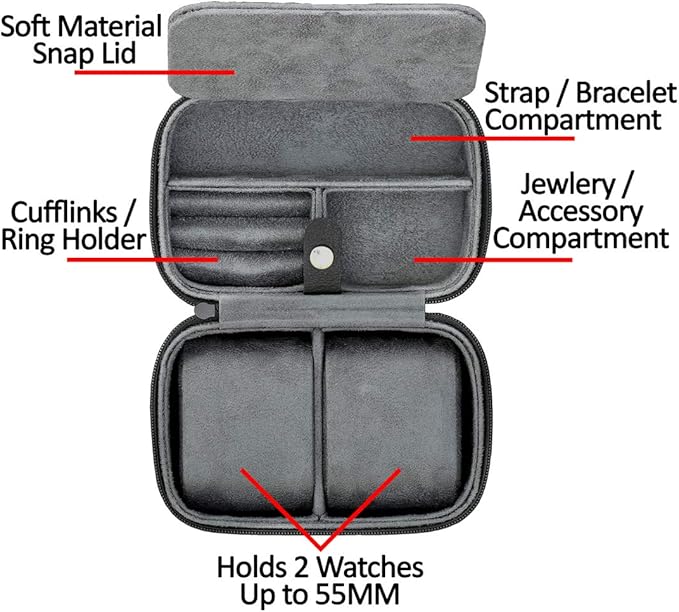 ROTHWELL 2 Watch Travel Case Storage Organizer - Image 2