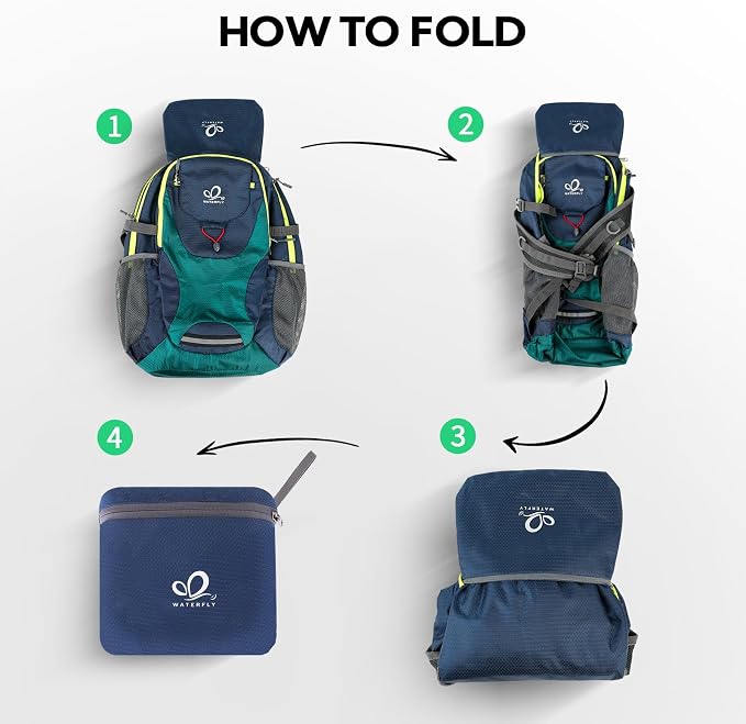 WATERFLY Lightweight Packable Hiking Backpack: 30L Foldable Travel Daypack - Image 6