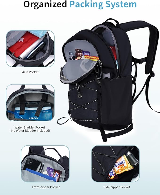 ECOHUB Small Hiking Backpack for Men Women, 20L Lightweight Travel Backpacks - Image 3