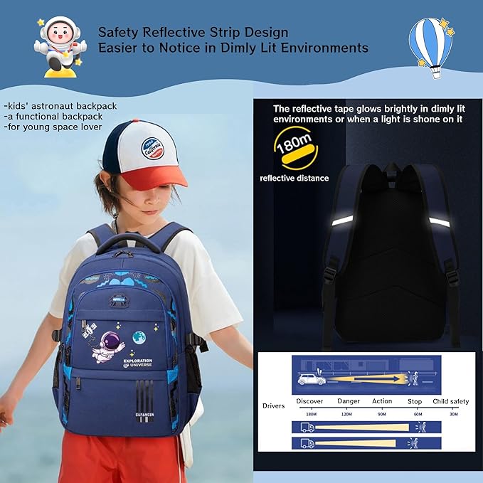 MITOWERMI Astronaut Backpack for Boys School Bags Space Kids Backpack for - Image 6