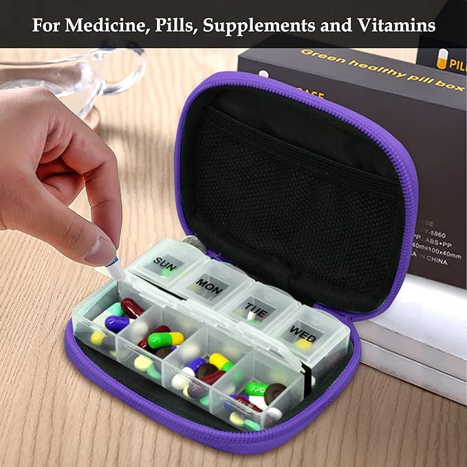 Serfeymi Weekly Travel Pill Organizer Pill Case - Image 5