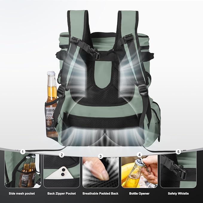 Beach Cooler Backpack for Men 36cans Insulated Backpack Cooler Lunch Bag for - Image 5