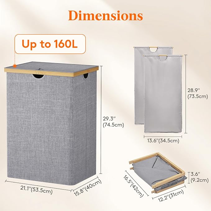 Lifewit 160L Double Laundry Hamper - Image 4