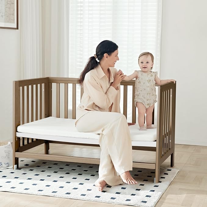 EvoNest Baby Crib, 6 in 1 Convertible Mini Crib - Image 4