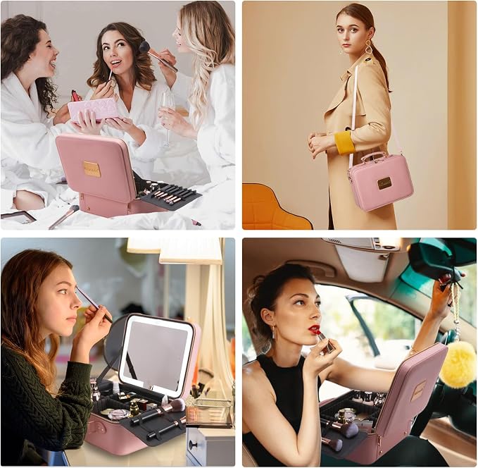 Mocado Travel Makeup Bag with LED Lighted Mirror, Makeup Case with 3 Color - Image 8