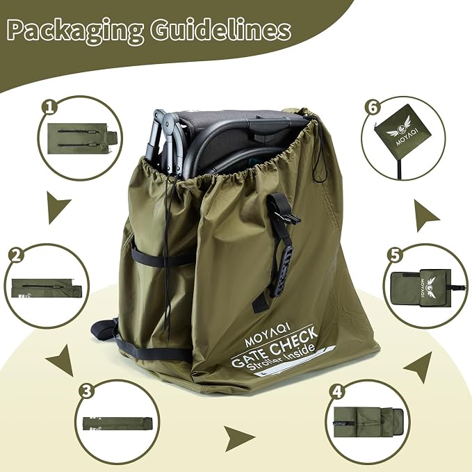 MOYAQI Stroller Travel Bag for Airplane, Gate Check Bag Backpack - Image 7