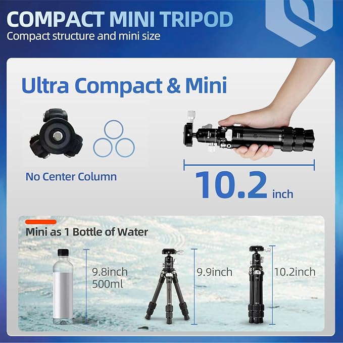 Fotopro Carbon Fiber Mini Tripod Lightweight Compact Travel Tripod - Image 2