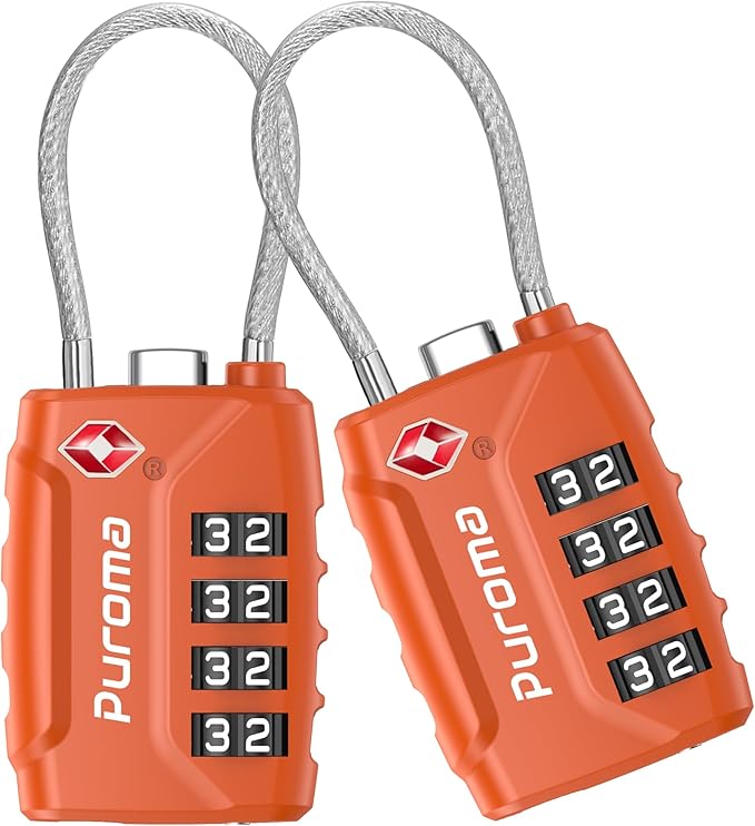Puroma 2 Pack TSA Approved Luggage Locks, 4 Digit Combination Travel Locks by Puroma