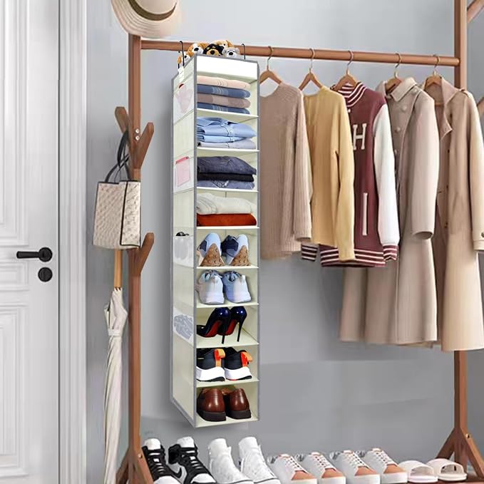2 Pack Large-Sized Hanging Shoe Organizer 10-Shelf, Sturdy Hanging Closet - Image 2