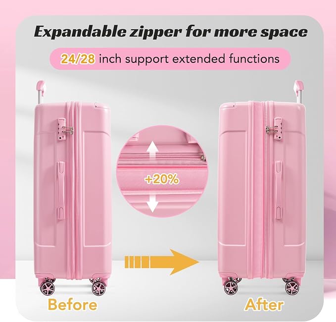 Merax 24 Inch Expandable Checked Luggage, Hardshell ABS Medium Suitcase - Image 4
