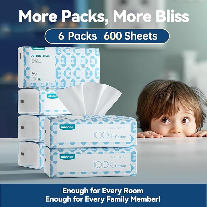 Winner Soft Face Towels, 100% USDA Biobased Facial Towels, Unscented Cotton - Image 8