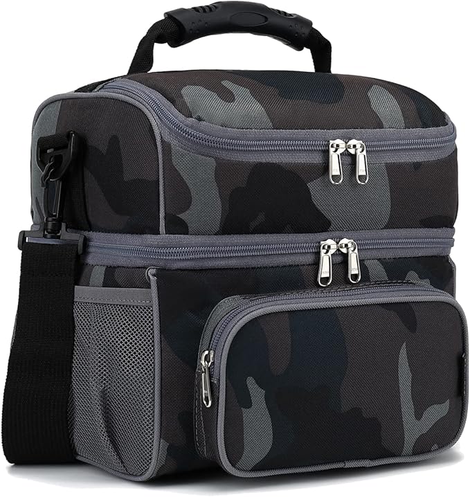 FlowFly Double Layer Cooler Insulated Lunch Bag Adult Lunch Box Large Tote Bag by FlowFly